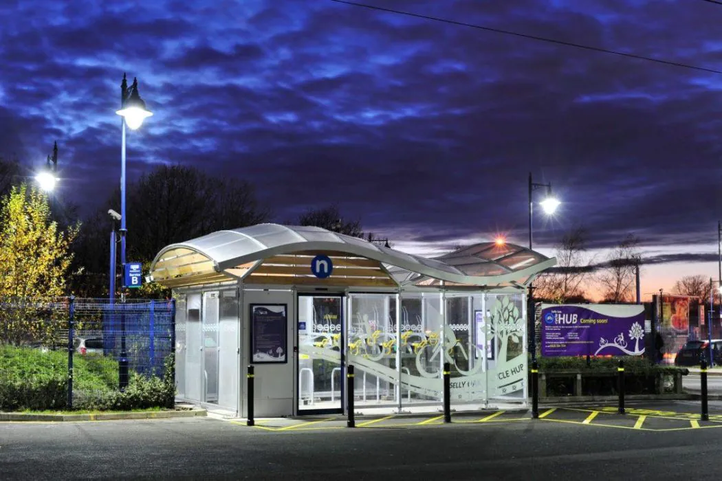 Two Tier Cycle Rack in Cycle Hub at Selly Oak Railway Station - Broxap