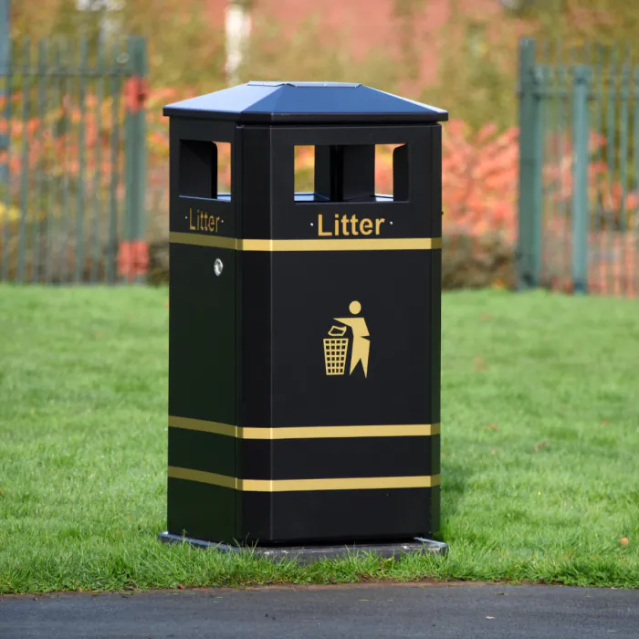 Derby Standard Litter Bin with Pyramid Lid & Ashtray - Express
