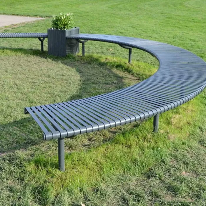 Weyburn Curved Bench with Planters - 7