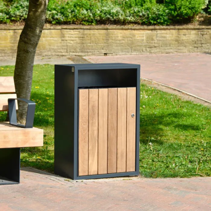 Westleigh Timber Slatted Litter Bin - 1