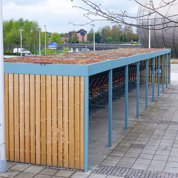 Turvec Cubic Green Roof Bike Shelter - 1