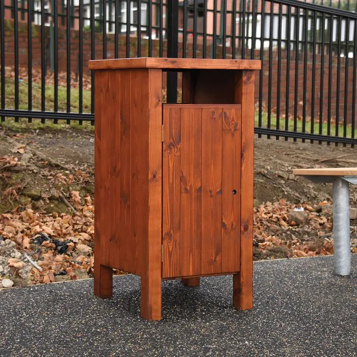 Okehampton Redwood Litter Bin - 1