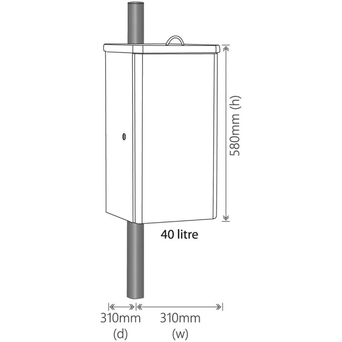 K-Nine Post Mounted Dog Waste Bin - 14