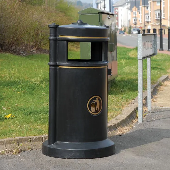 Maelor Trafflex Round High Security Litter Bin - 90 Litre - 7