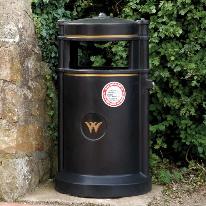 Maelor Trafflex Round High Security Litter Bin - 90 Litre - 13