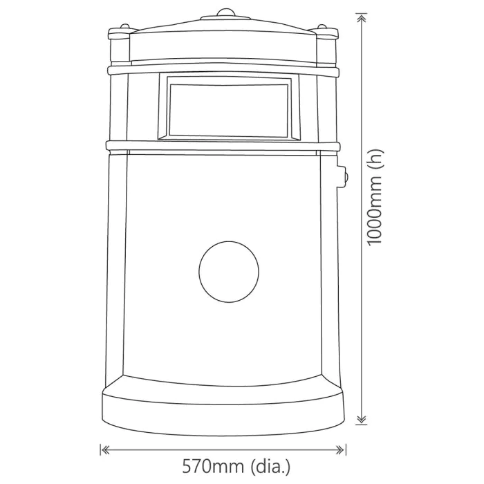 Maelor Trafflex Round High Security Litter Bin - 90 Litre - 16