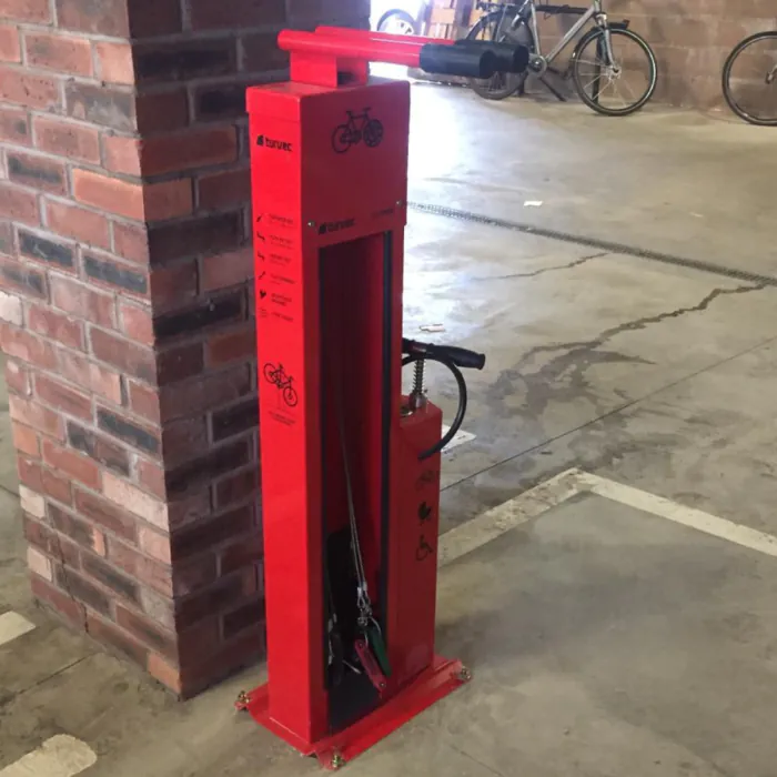Turvec's Public Bike Repair Station & Pump - Traffic Red - Express - 2