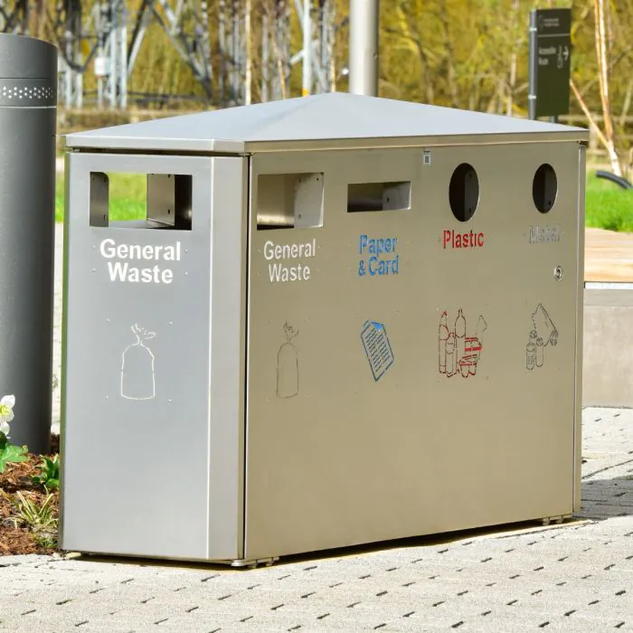 Derby Quad Stainless Steel Recycling Bin - 1