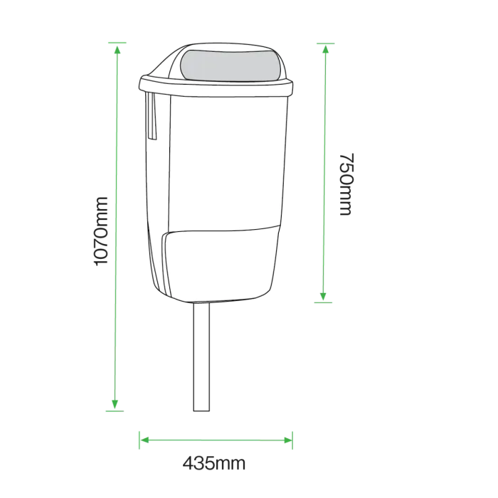 Post Mounted Litter Bin - Express - 3