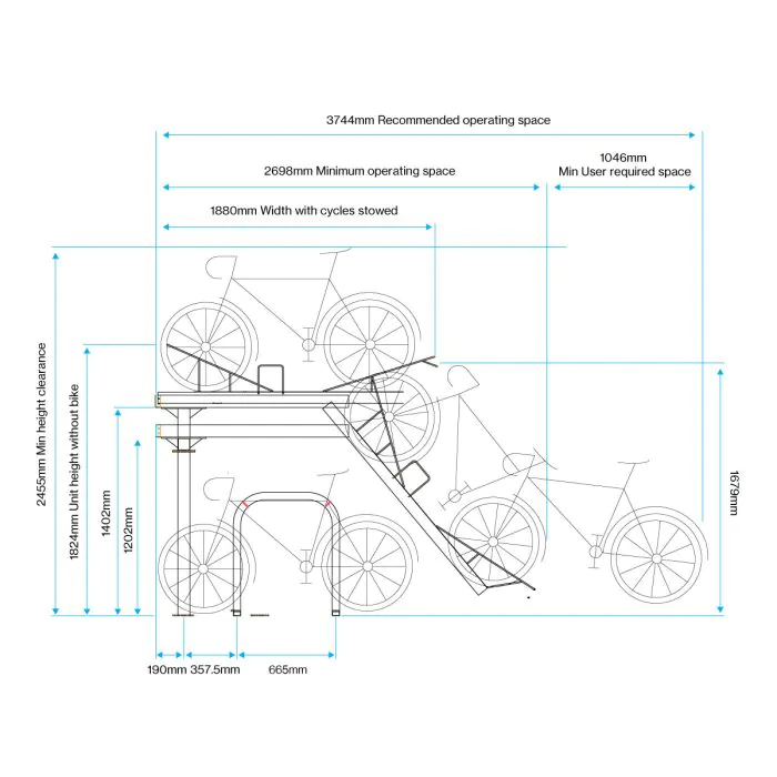Eco-2-Tier Cycle Rack (Manual Lift) - Express - 3