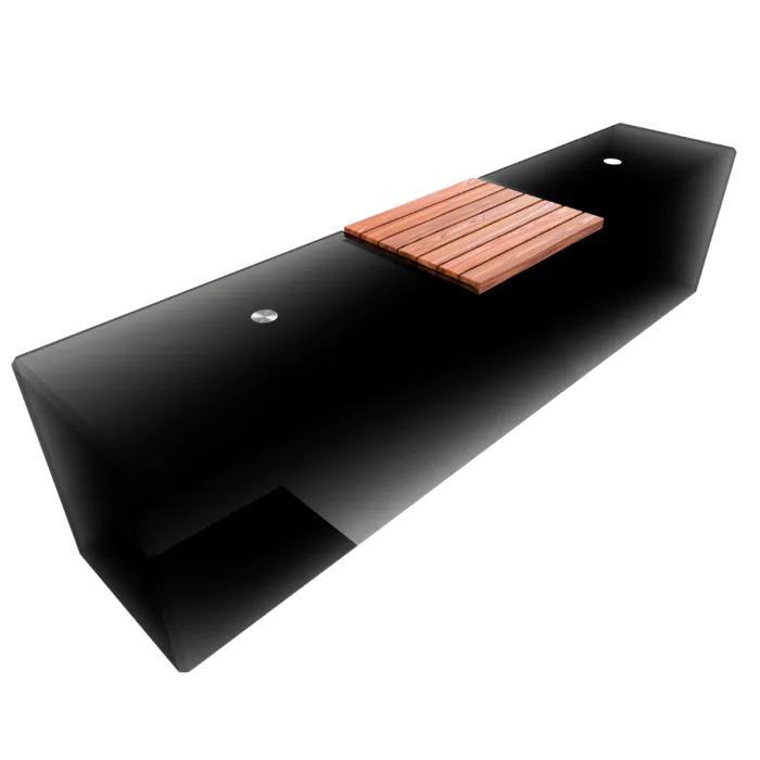 Concrete Bench Unity 2500 with inset 600mm Deck Seat Top