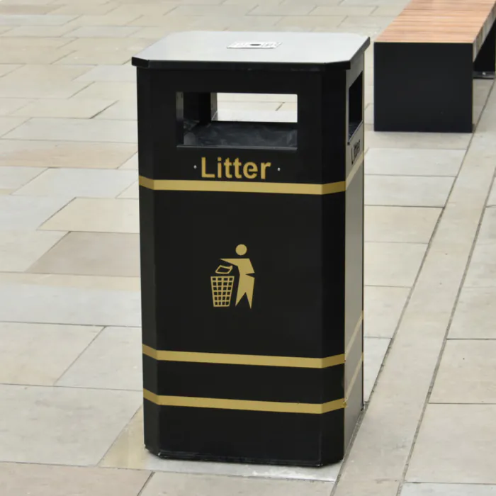 Derby Standard Litter Bin with Flat Lid & Ashtray - Express

