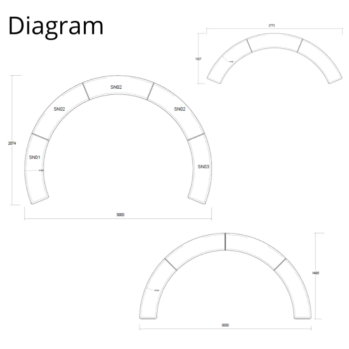 Pendlebury Modular Curved Concrete Bench - 3
