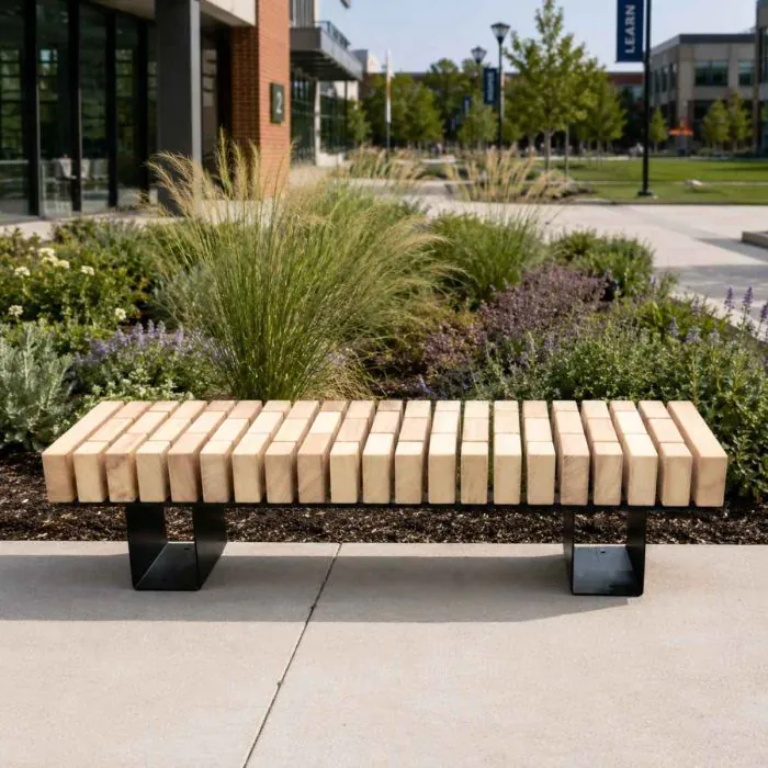 Thames Bench – Steel & Timber Straight Bench 