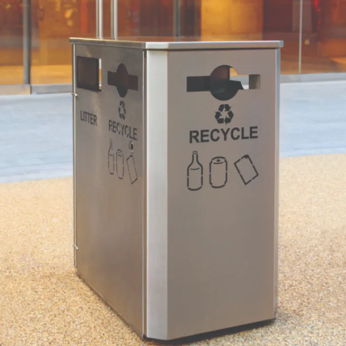 Derby Double Stainless Steel Recycling Bin - 2