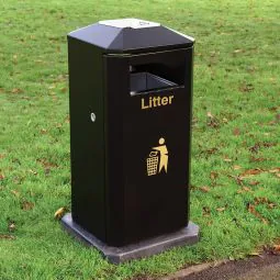 Derby Compact Litter Bin with Pyramid Lid and Ashtray - Express