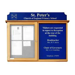 Double Bay Oak Noticeboard, 1 Bay Glazed (Displays 8 x A4 Sheets)