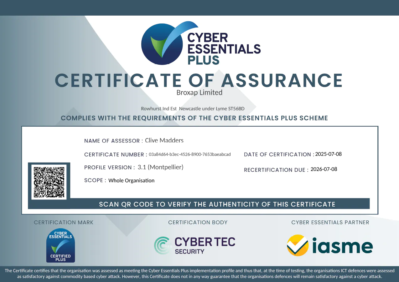 Cyber Essentials Certificate of Assurance