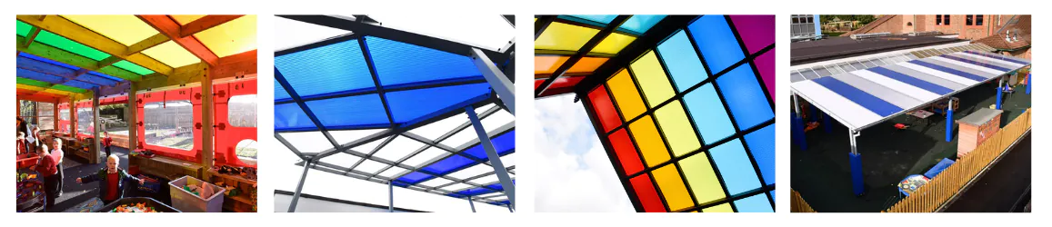 Polycarbonate with coloured vinyl