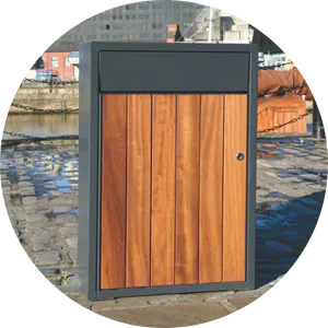 timber litter bin