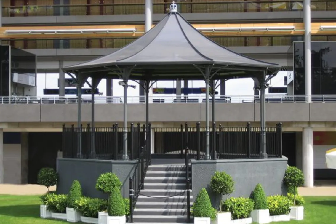 Modern Grey Bandstand in situ at Ascot Racecourse, Ascot, Berkshire