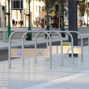 Sleek metal cycle parking solution situated on UK high street