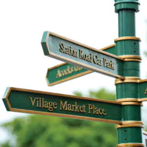 Classic green outdoor signage