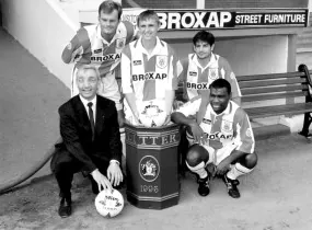 John Lee with Stoke City Football Club Players Wearing their Kit Sponsored By Broxap